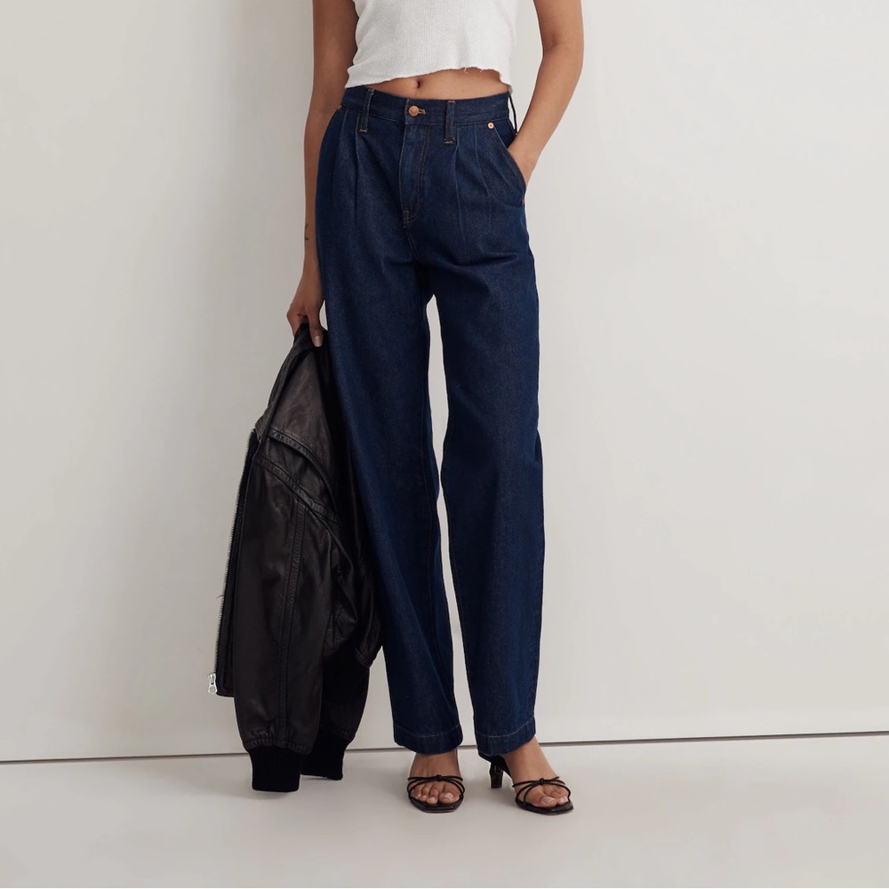 Madewell Baggy Straight Dark Blue 100% Cotton Jeans Woodham Wash